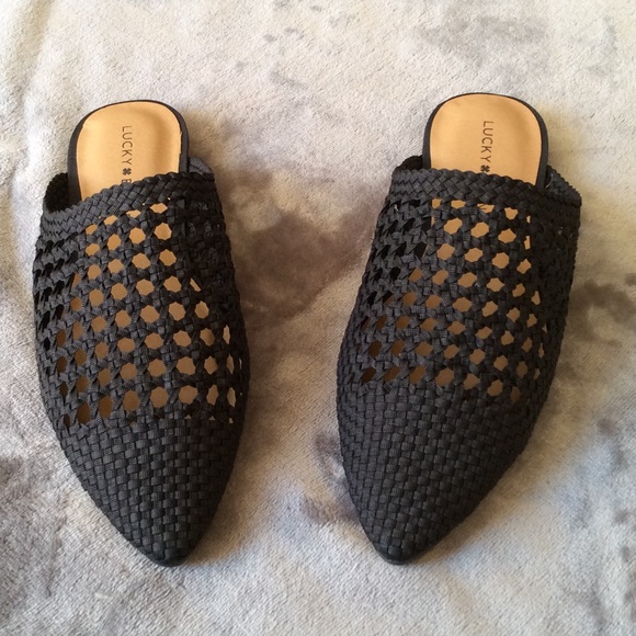 NIB Lucky Brand Baylint Woven Leather Mules - Picture 3 of 4